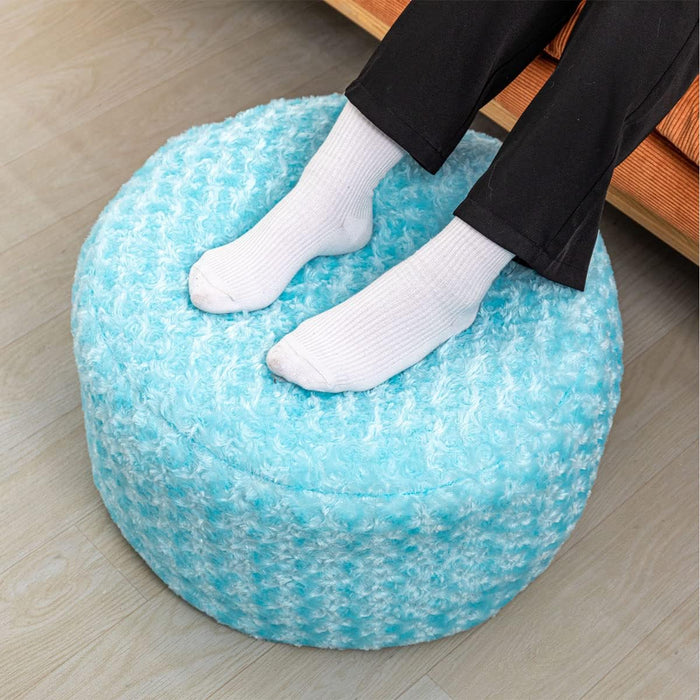 Blue Fur Ottoman Cover for Home Decor