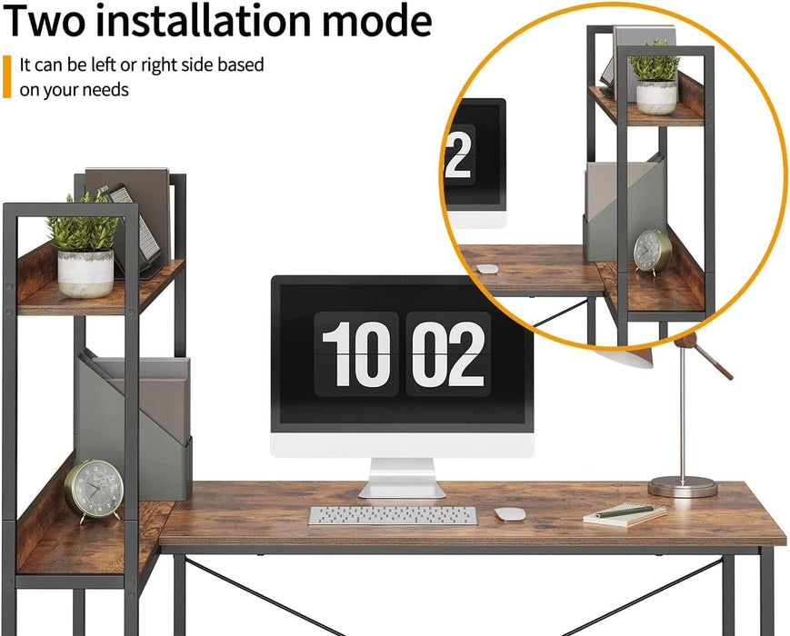Small L-Shaped Desk with Storage Shelves
