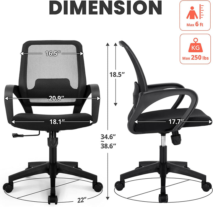 Ergonomic Black Mesh Office Chair with Lumbar Support