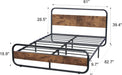 Rustic Brown Queen Metal Platform Bed Frame W/ LED Lights and under Bed Storage