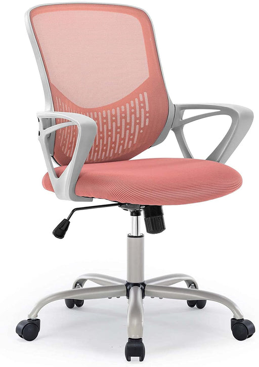 Pink Ergonomic Home Office Chair with Lumbar Support