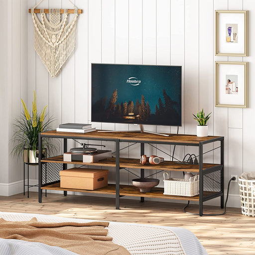 Rustic TV Console with Charging Station for 65″ Tvs