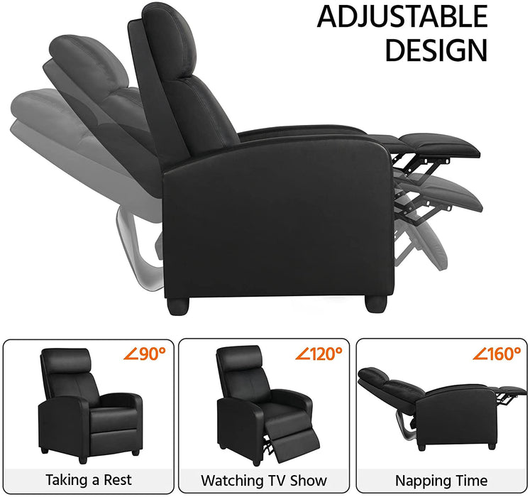 Black PU Leather Adjustable Reclining Chair