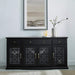 Modern Wood Glass-Buffet-Sideboard, 60", Black