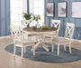 Antique White and Oak round Dining Table Set for 4