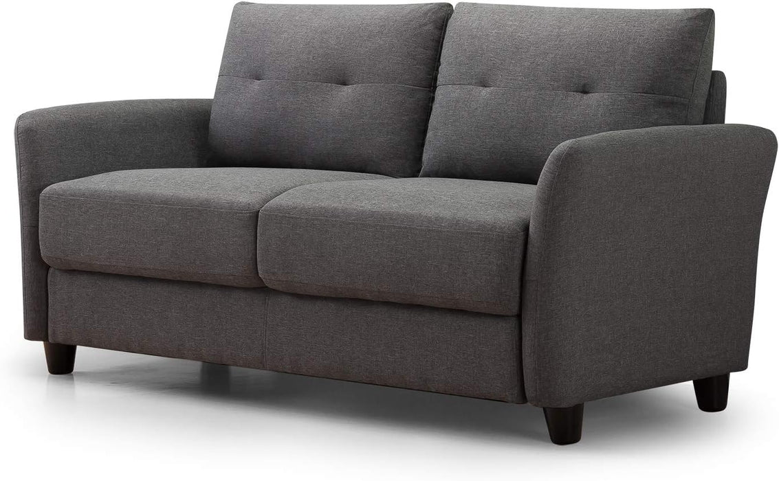 Dark Grey Tufted Cushion Loveseat Sofa