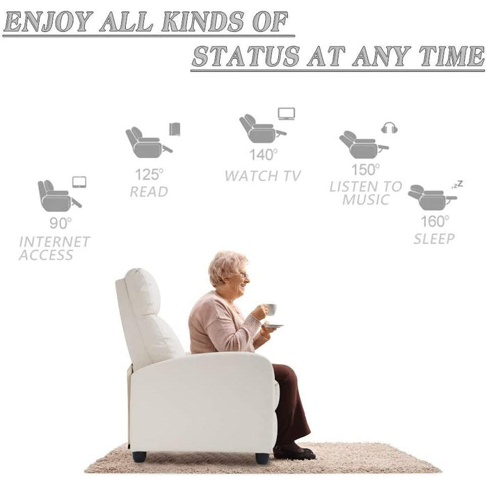 Beige Leather Massage Recliner Sofa