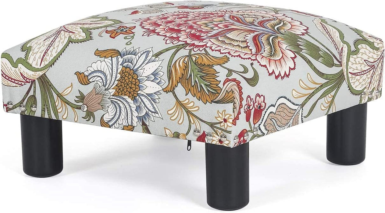 Boho Floral Small Ottoman for High Beds