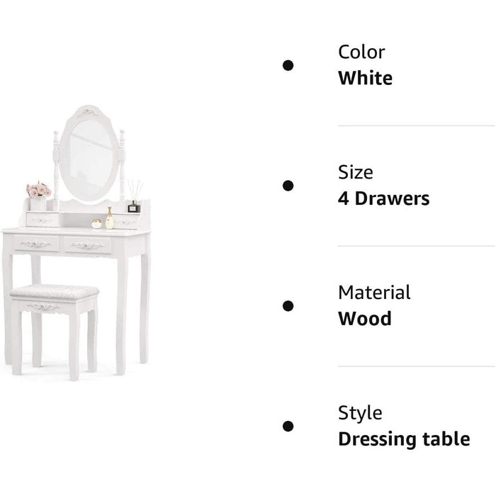 White Bedroom Makeup Table Set