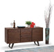 Lowry SOLID ACACIA WOOD 60 Inch Modern Industrial Sideboard Buffet and Wine Rack