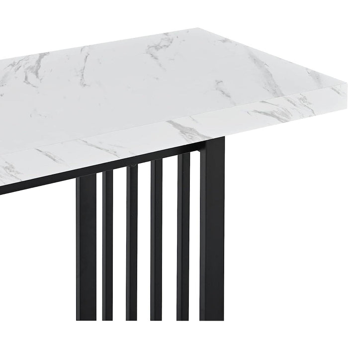 Contemporary Marble Top Console Table with Storage Shelf