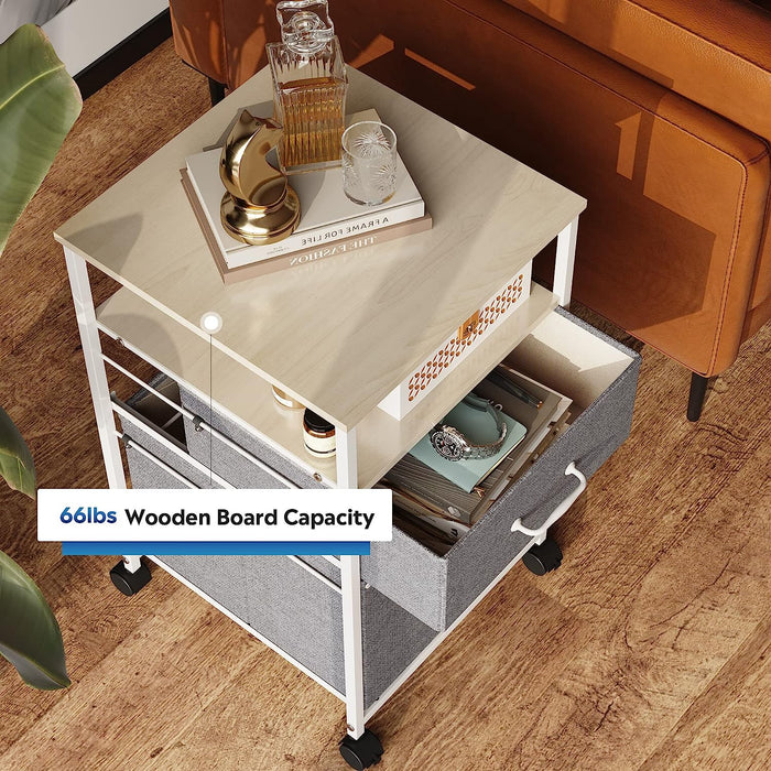 Rolling File Cabinet with Open Storage Shelf