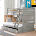 Twin over Full Wooden Bunk Bed W/ Storage, Grey