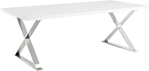 Modway Sector Modern Dining Table, White Silver