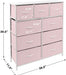 Solid Pink 9-Drawer Dresser with Fabric Bins