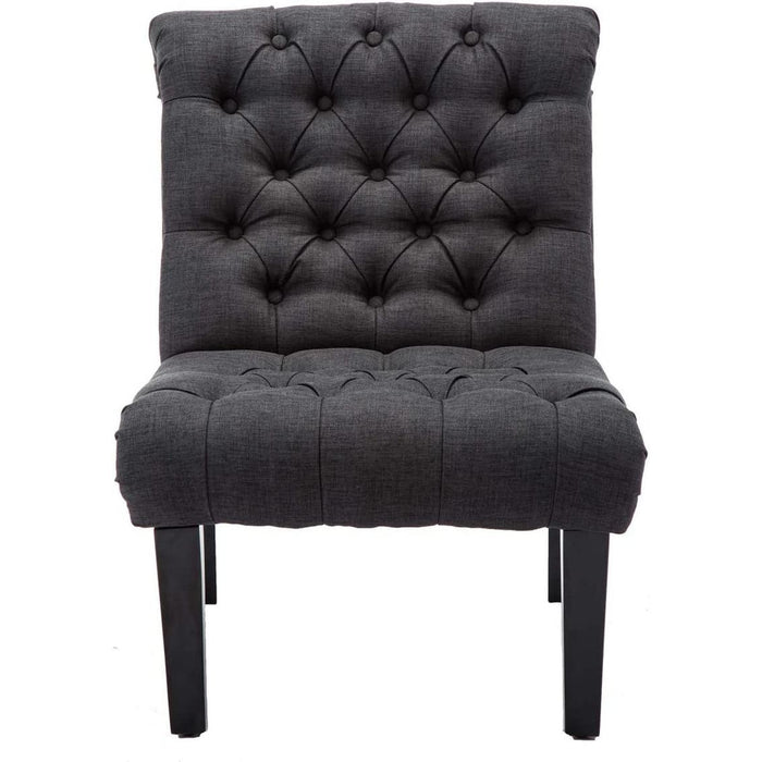 Gray Armless Accent Chair with Wood Legs
