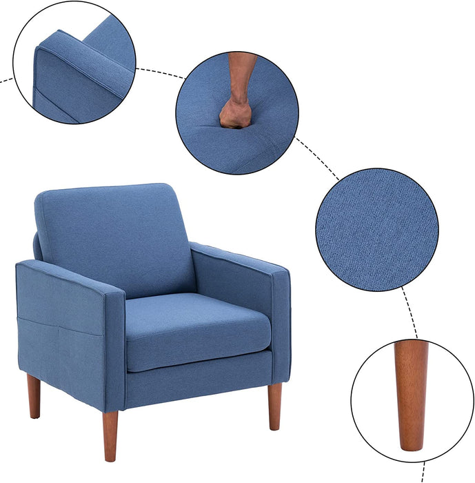 Mid-Century Modern Navy Blue Accent Chair