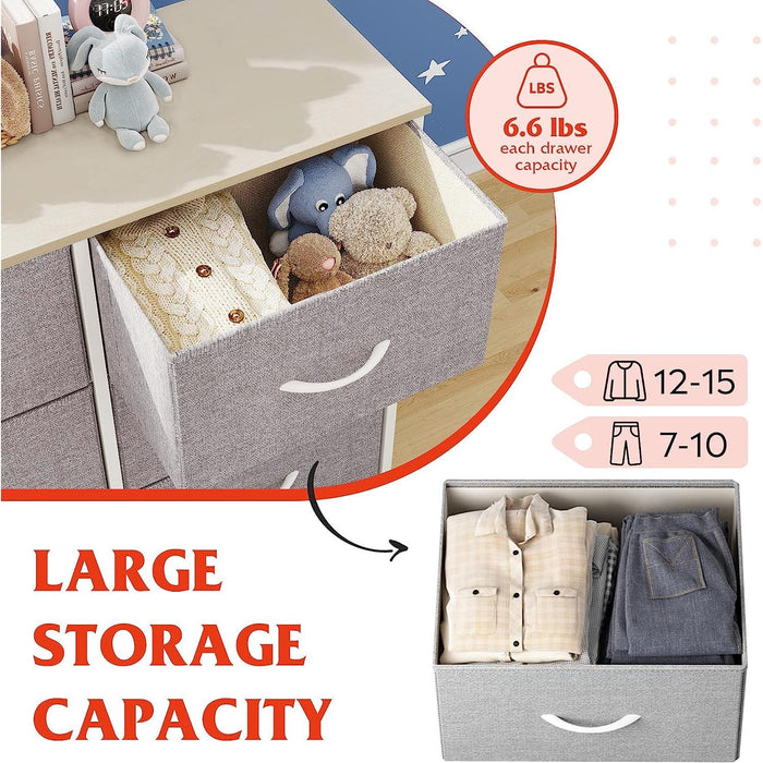 Fabric Storage Tower with 8 Drawers, Light Grey