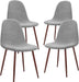 Set of 4 Grey Fabric Cushion Seat Back Kitchen Dining Room Side Chairs, Mid Century Metal Legs