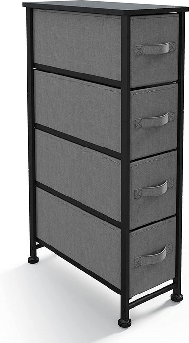 Narrow Dresser Storage Tower, 4 Drawer, Gray