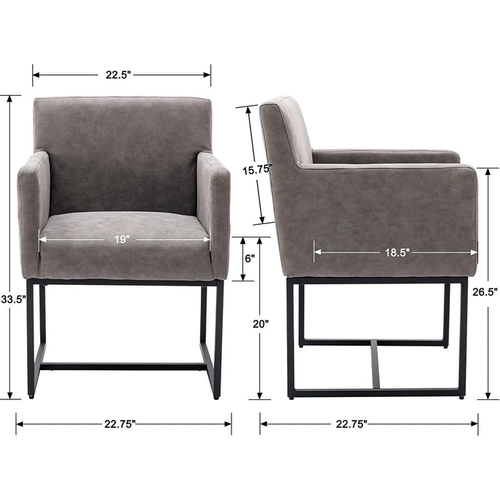 Set of 4 Upholstered Armchairs, Grey