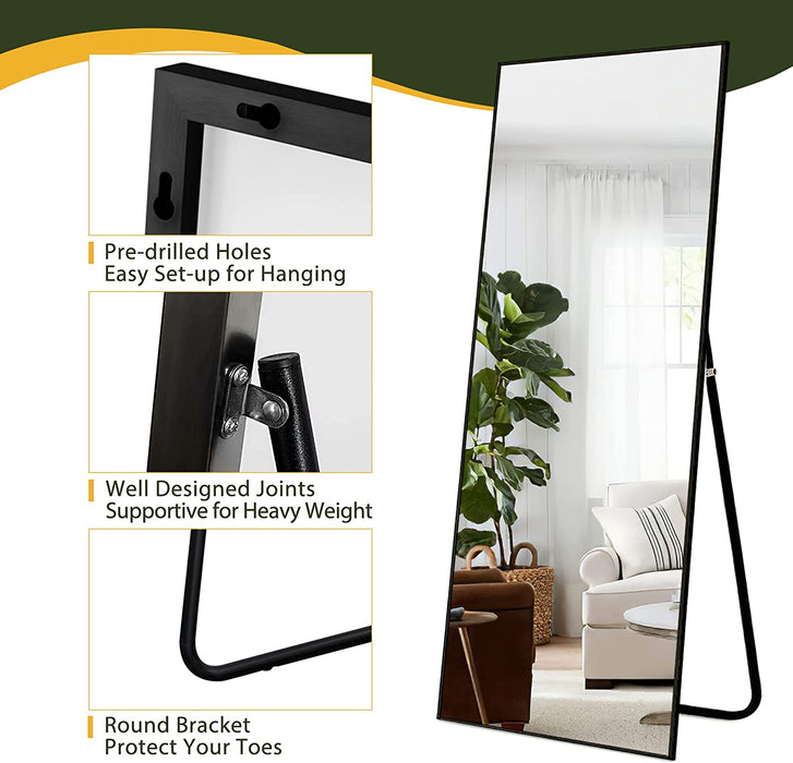 Black Aluminum Full Length Wall Mirror