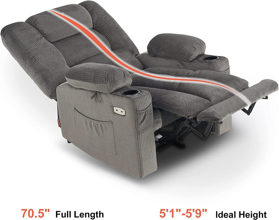 Gray Electric Power Recliner with Heat & Massage