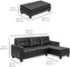 Brown L-Shape Sectional Sofa Set with Ottoman