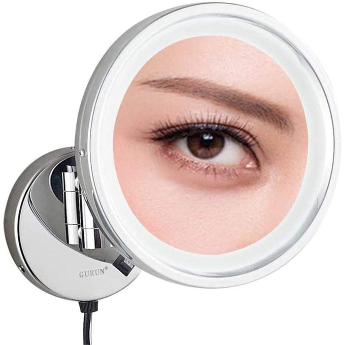 Wall Mounted Makeup Mirrors, Chrome Illuminated Brass