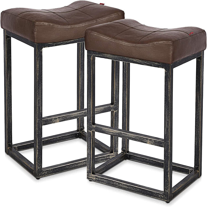 Flysky PU Leather Counter Height Bar Stools, Set of 2