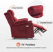 Lay Flat Lift Recliner with Power Headrest, Massage and Heat, Fabric, Burgundy, Small