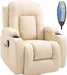 Luxury Faux Leather Massage Recliner Chair W/Heating & Vibrating, Cream White