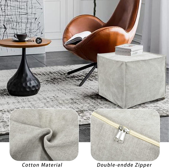 Square Pouf Cover for Living Room Storage