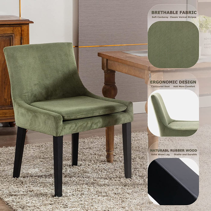 Set of 6 Green Corduroy Mid-Century Modern Chairs