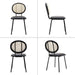 Jaxsen Indoor Dining Chairs Set of 4, Faux Leather, Rattan Backrest