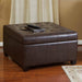 Marbled Brown Leather Ottoman with Storage