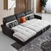 Linen Sectional Sofa Bed with Hidden Storage