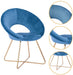 Modern Velvet Accent Chairs with Golden Legs (Blue)