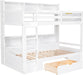 Twin over Twin Solid Wood Bed Frame with Built-In Shelves and Storage Drawer