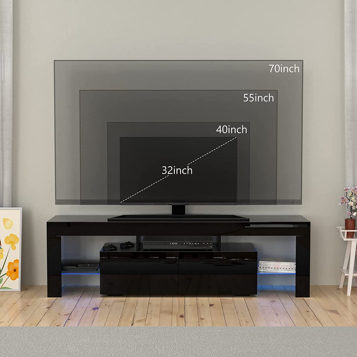 Modern LED TV Stand with RGB Lights and Storage