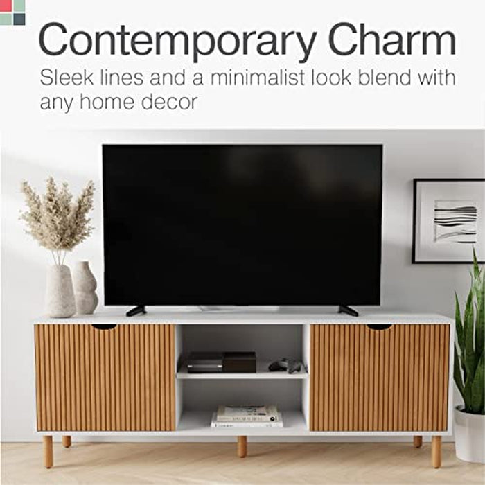 Fluted TV Stand with Storage - 70″ Console