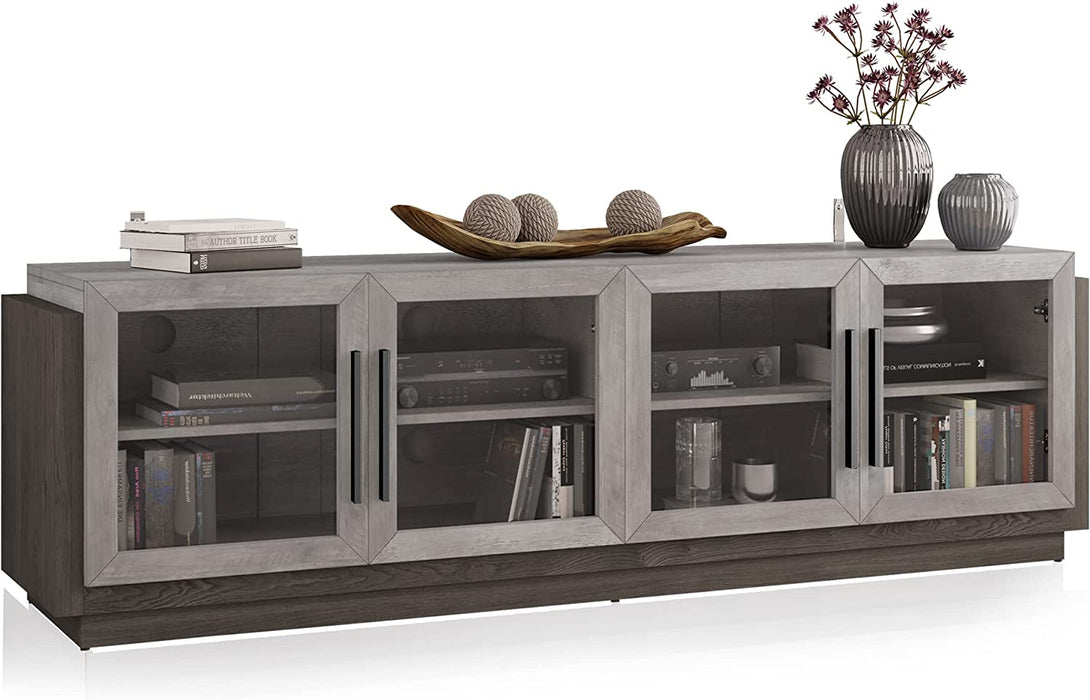 Modern TV Cabinet & Entertainment Center with Shelves, Wood Storage Cabinet