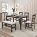 6-Piece Wood Dining Table Set with Upholstered Bench and 4 Chairs