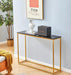 Narrow Faux Marble Console Table with Metal Frame