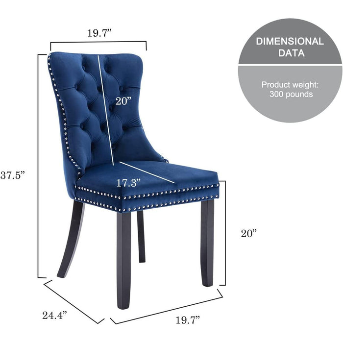 Blue Velvet Upholstered Dining Chairs Set of 6