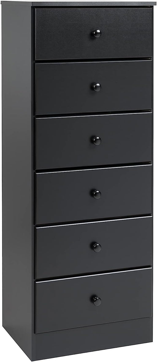 Black Astrid 6 Drawer Tall Chest for Bedroom