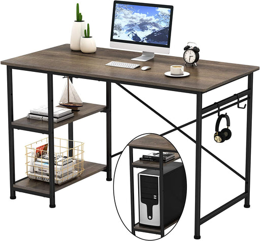 Industrial Writing Desk with Storage and Hooks