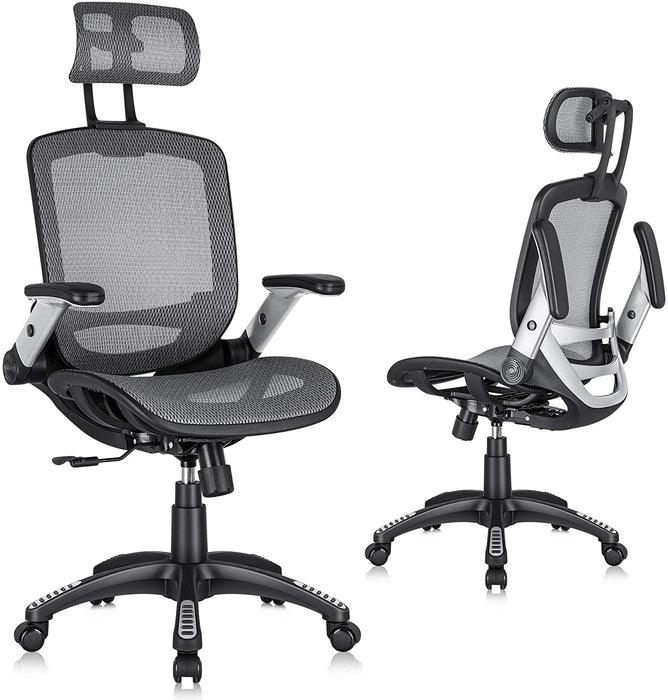 Adjustable High-Back Mesh Office Chair, Grey