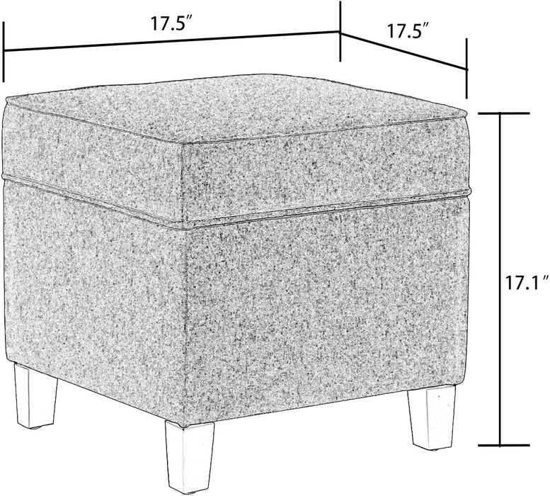 Light Grey Linen Ottoman Cube Storage Footrest
