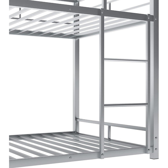 Silver Triple Metal Bunk Bed with Detachable Feature